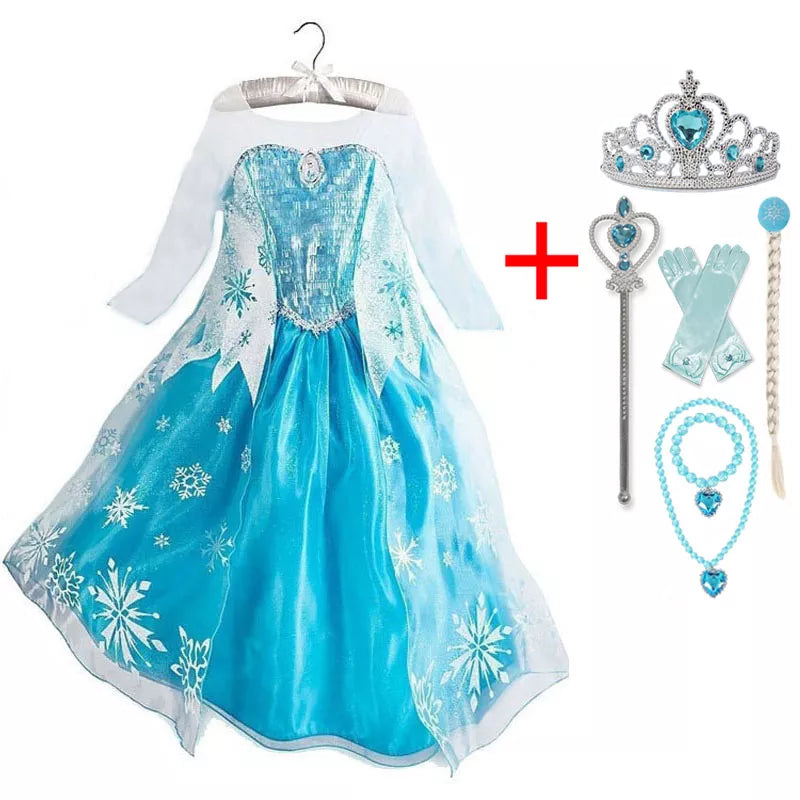 Years Girls Princess Dress Snow Queen Elsa Costume Kids Sequins Dresses Halloween Party Carnival Children Cosplay Dress Up