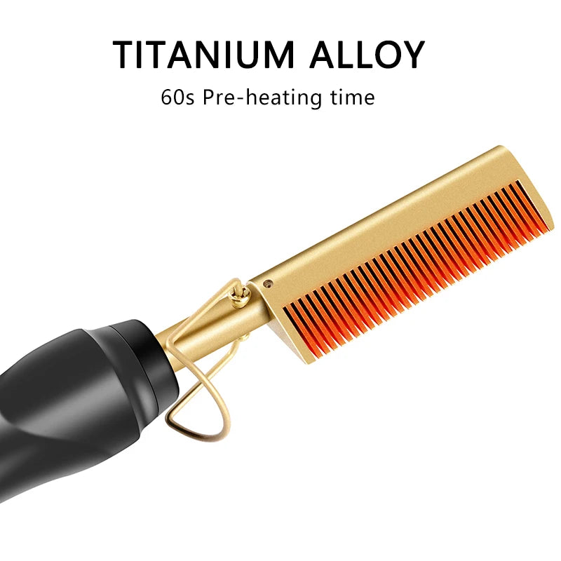 2 in 1  Electric Hot Heating Comb Hair Straightener Curler Wet Dry Hair Iron Straightening Brush Styling Tool