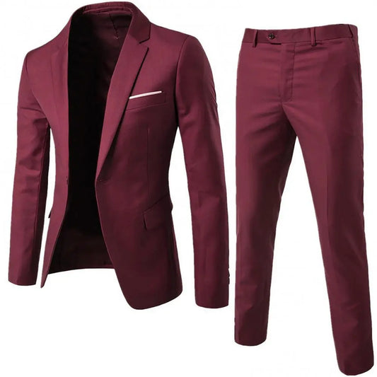 Men Suit Formal Suit Set Korea Style Business Suits Wedding Blazer Pants Set