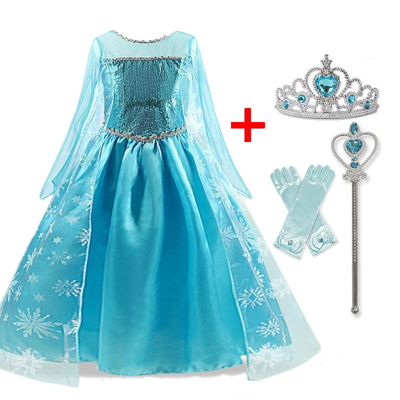 Years Girls Princess Dress Snow Queen Elsa Costume Kids Sequins Dresses Halloween Party Carnival Children Cosplay Dress Up