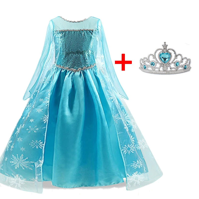 Years Girls Princess Dress Snow Queen Elsa Costume Kids Sequins Dresses Halloween Party Carnival Children Cosplay Dress Up