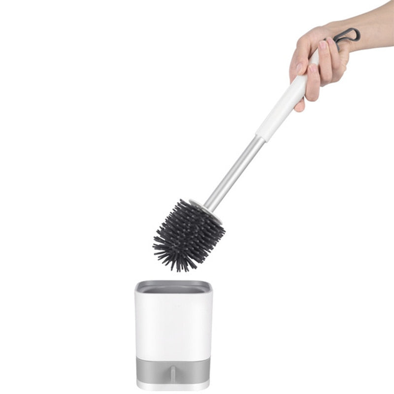 Toilet Brush with Holder Long Handle Toilet Cleaning Brush Soft Bristles Wall Mounted Cleaning Products Bathroom Accessories Set