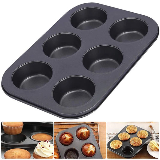 6 Holes Nonstick Baking Pan Muffin Biscuit Baking Sheet Diy Cupcake Pan Baking Supplies