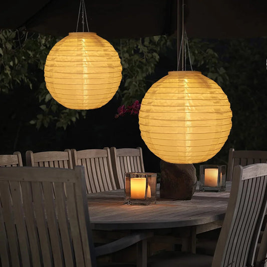 12 inch Colorful Waterproof Outdoor Garden Decoration Holiday Round Hanging LED Solar Lantern