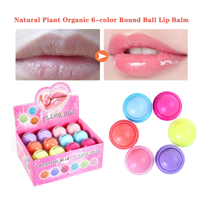 Wholesale 24PCS Ball Lip Balm Makeup Baby Romantic Bear Lips Fruity Flavor Lip Care