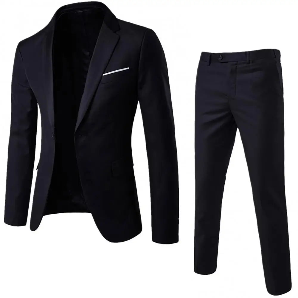 Men Suit Formal Suit Set Korea Style Business Suits Wedding Blazer Pants Set