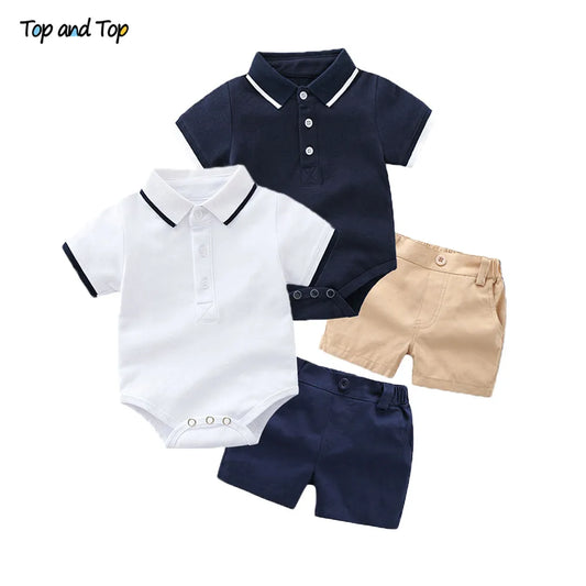 Top Summer Fashion Newborn Boys Formal Clothing Set Top+ Shorts n Suit