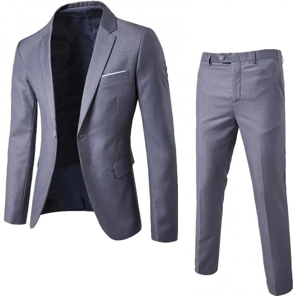 Men Suit Formal Suit Set Korea Style Business Suits Wedding Blazer Pants Set