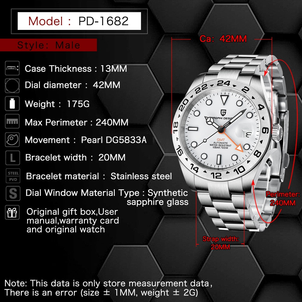 PAGANI Design  Men&#39;s Automatic Stainless Steel Waterproof Watch