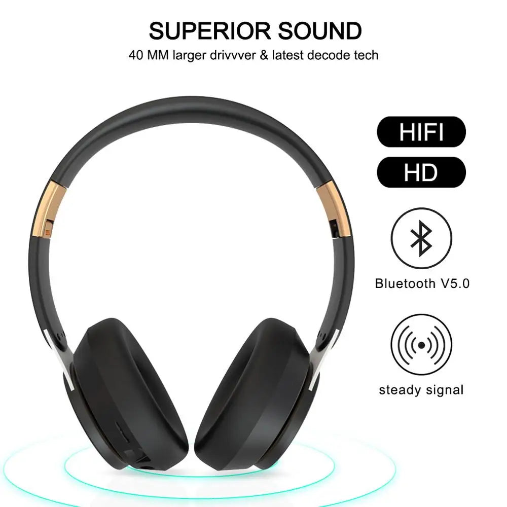 Wireless Headphones Bluetooth 5.0 Headset Foldable Earphones HiFi 9D Bass Stereo Earphone Sport Headset With Microphone