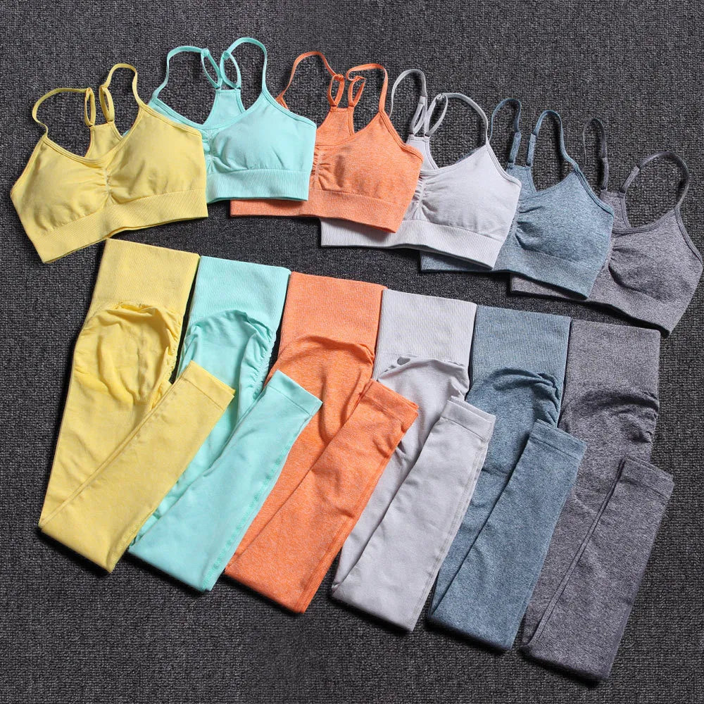 Seamless Yoga Set Gym Workout Clothes for Women Push Up Bra High Waist Leggings Sexy Fitness Sportswear Sports Suits