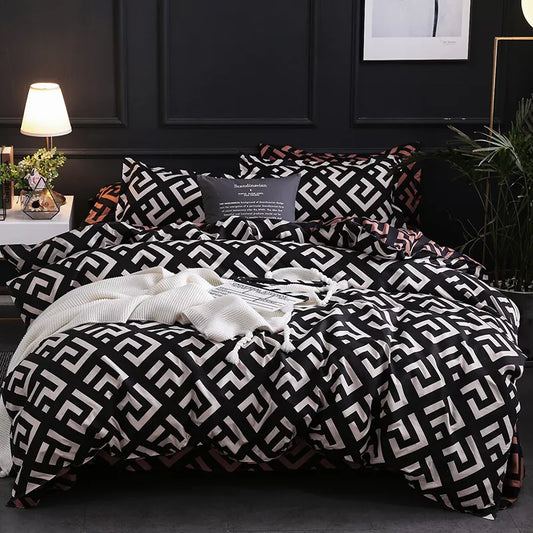 Luxury Black Bedding Set Queen King Full Single Size With Pillowcase