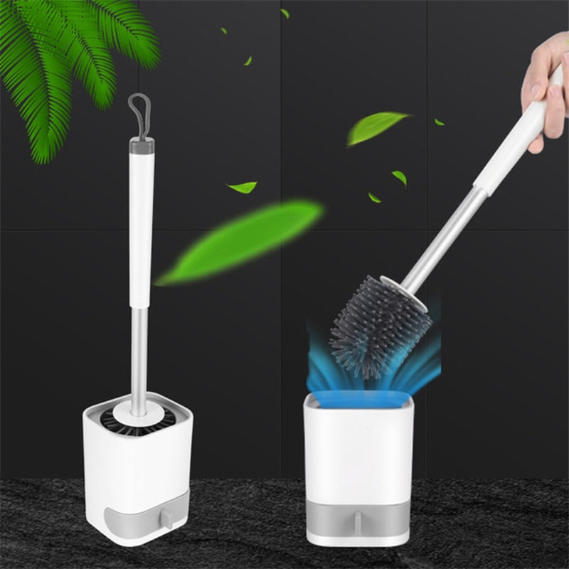 Toilet Brush with Holder Long Handle Toilet Cleaning Brush Soft Bristles Wall Mounted Cleaning Products Bathroom Accessories Set