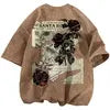 FOXA Men's Oversized Vintage Graphic Streetwear T-Shirt Rose Floral Print Tee