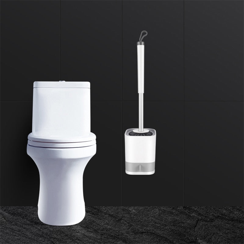 Toilet Brush with Holder Long Handle Toilet Cleaning Brush Soft Bristles Wall Mounted Cleaning Products Bathroom Accessories Set