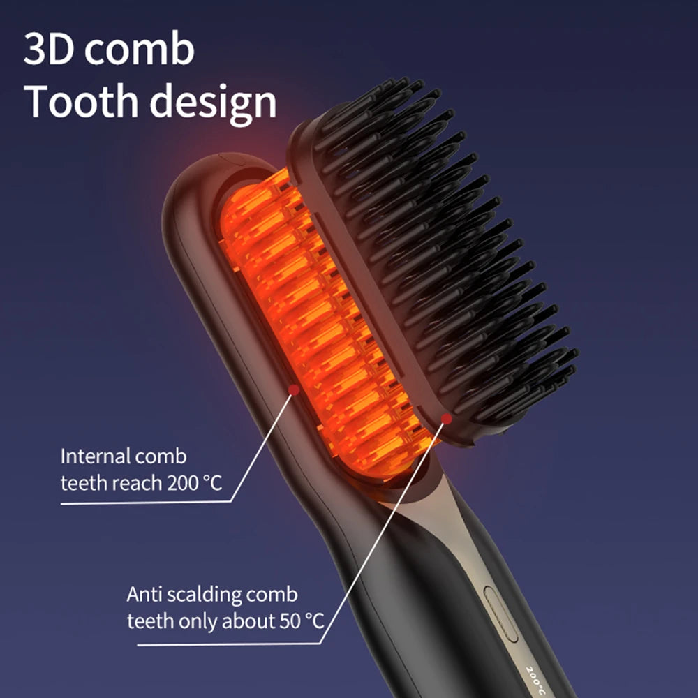 Cordless Straightener Comb Professional Electric Brush Smoothing Iron Negative Ion Nourish Hair Care