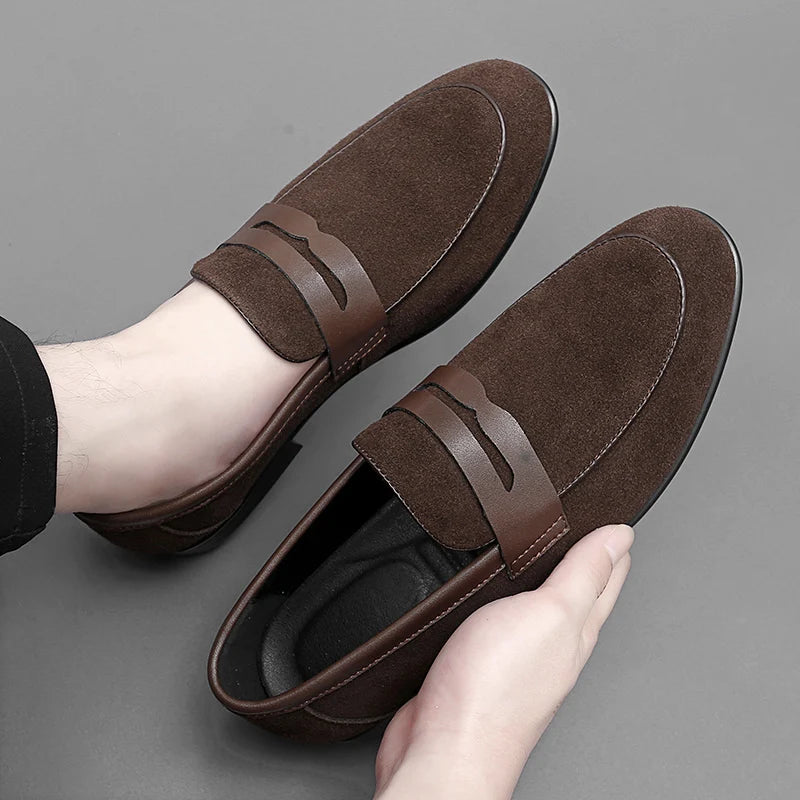 New Green Casual Shoes Classic Frosted Leather Men Soft Loafers Men Flats Comfortable Driving Shoes Slip on Loafers Moccasins