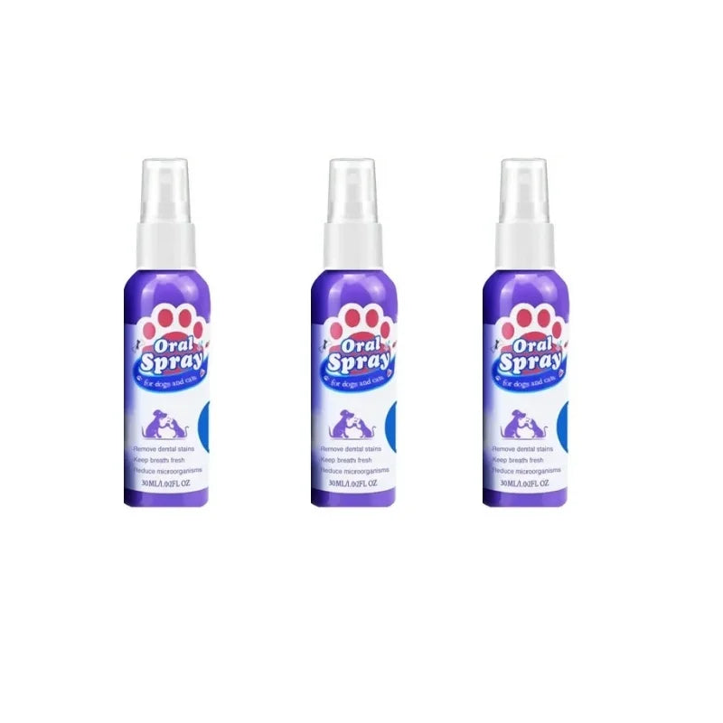 Pet Teeth Cleaning Spray Oral Care Remove Stains Keep Fresh Breath for Cats & Dogs