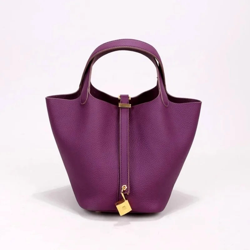 Women Summer Sea Basket Bag Soft PU Leather Medium  Handbag Versatile Commuter Tote