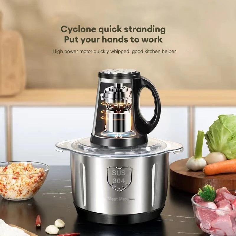 Electric Meat Mincer Grinder Stainless Steel Chopper 5L Food Processor Blender Large Capacity Kitchen Utensils