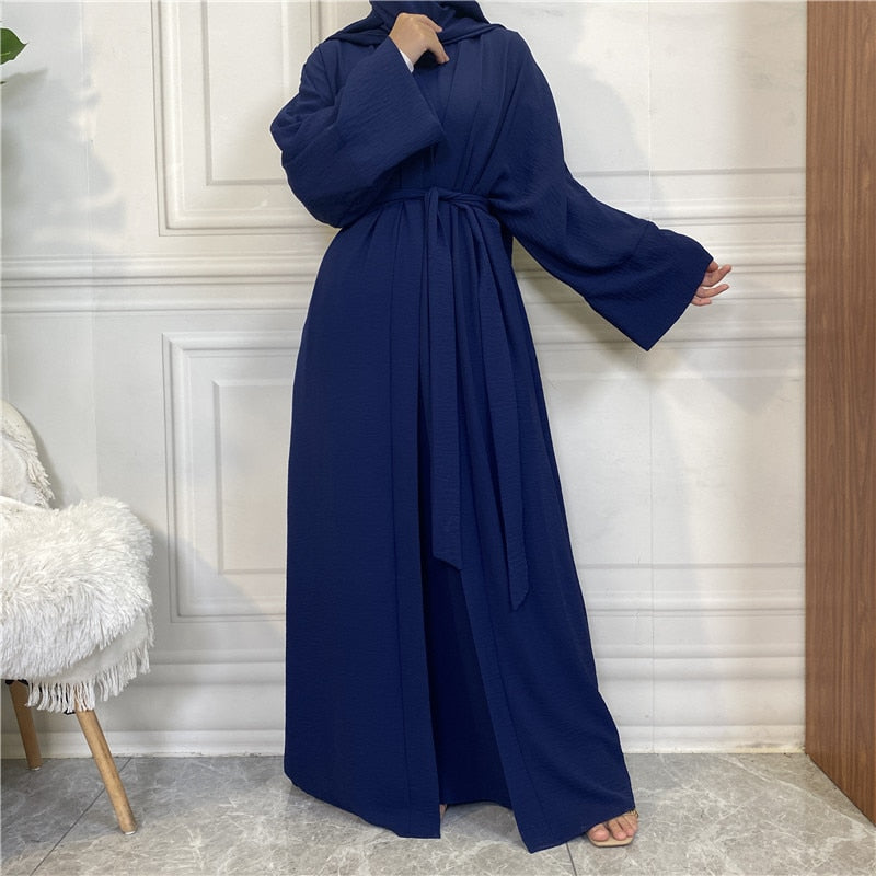 Women Open Abaya Kaftan Dubai Turkey 2 Piece Muslim's Set Luxury Islam Robe African Dress Kimono Morocco Clothing Caftan Fashion