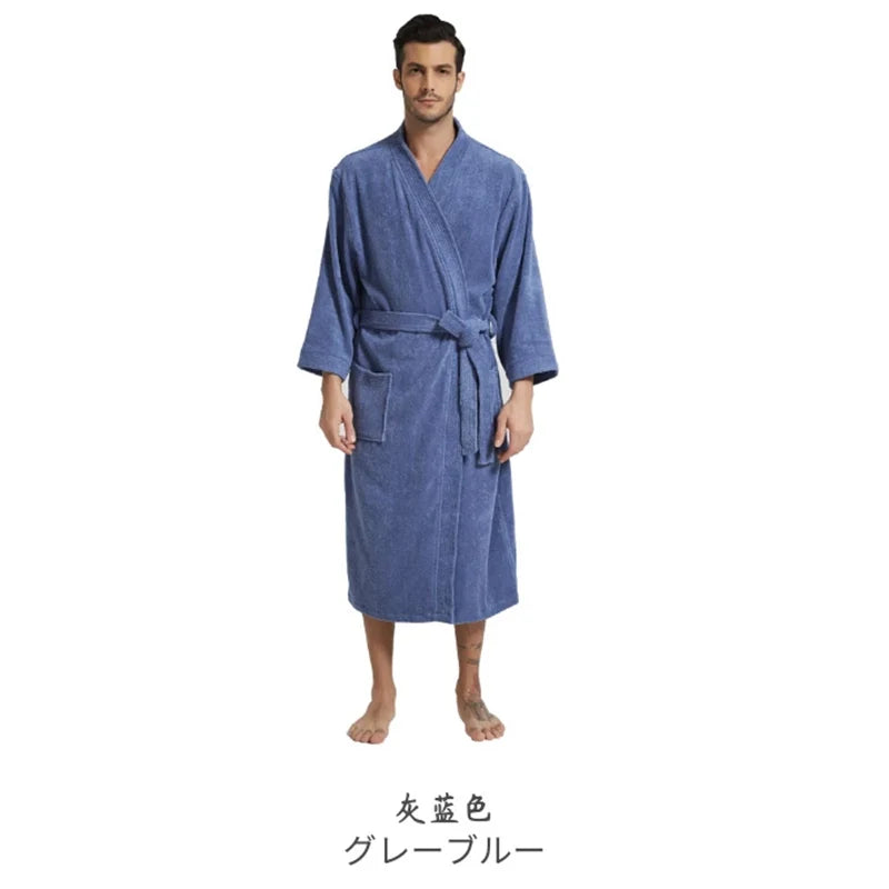 Bathrobe for Men Long Towel Sleepwear Women Dressing Gown