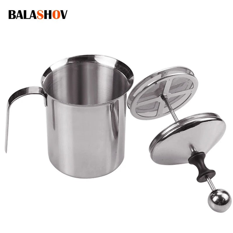 Stainless Milk Frother 400ML Double Mesh Milk Creamer Milk Foam For Cofffee Milk Egg Beater Kitchen Tool