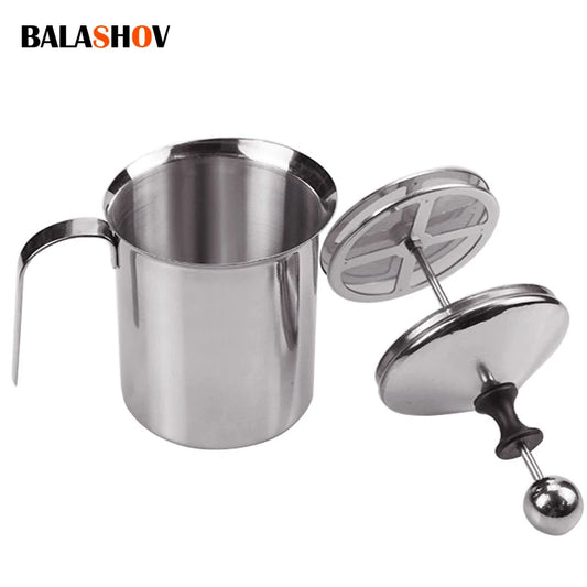 Stainless Milk Frother 400ML Double Mesh Milk Creamer Milk Foam For Cofffee Milk Egg Beater Kitchen Tool