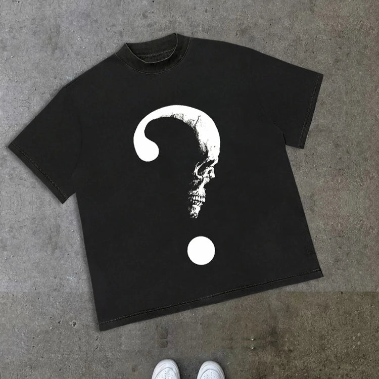Vintage Dark  Skeletal Graphic Cotton Print Summer T-shirt Men Oversize Casual Women Tee Tops