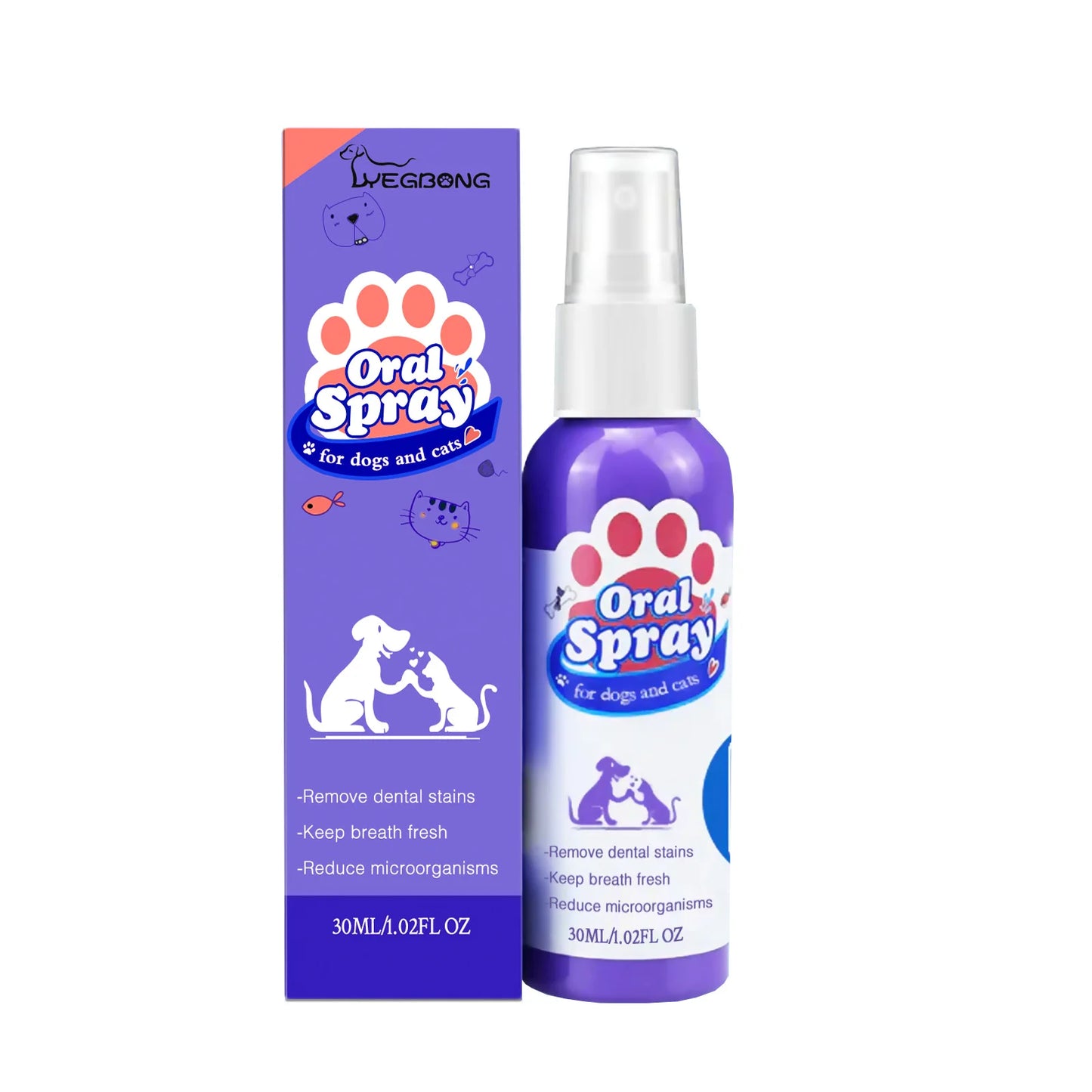 Pet Teeth Cleaning Spray Oral Care Remove Stains Keep Fresh Breath for Cats & Dogs
