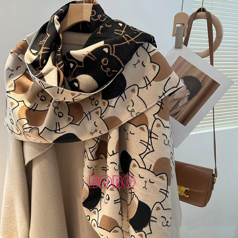 Winter Women's Luxury Warm Scarf Shawl Polyester Outdoor Fashionable Adult Size