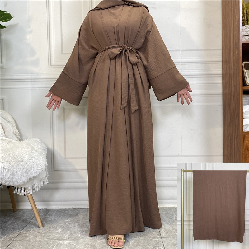 Women Open Abaya Kaftan Dubai Turkey 2 Piece Muslim's Set Luxury Islam Robe African Dress Kimono Morocco Clothing Caftan Fashion