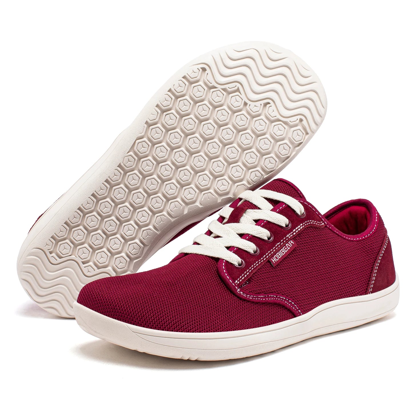 HOBIBEAR Men's Minimalist Barefoot Shoes Unisex Wide Width Zero Drop Fashion Sneakers Mesh Upper Lace-up Casual Footwear
