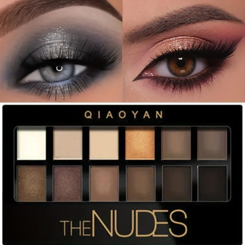 Eyeshadow Palette Professional 12 Colors Natural Shimmer Matte Nudes Cosmetic Eye Makeup Plate for Makeup Artists