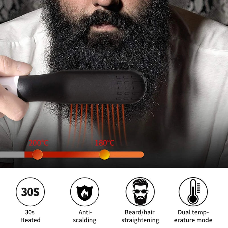 Hot Comb Electric Heating Comb For Men Beard Straightening Brush Hair Styler