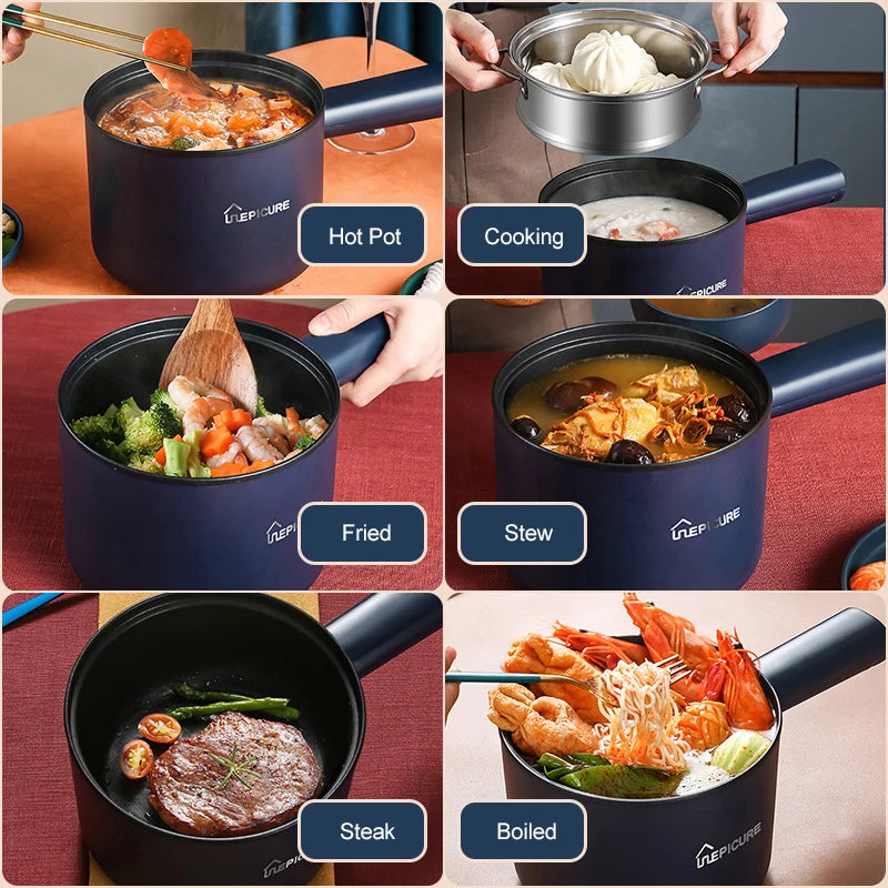 Mini Electric Cooker Multi-Function All-In-One Pot Double Layer Noodle Cooker Non-Stick Hot Pot Kitchen Tool