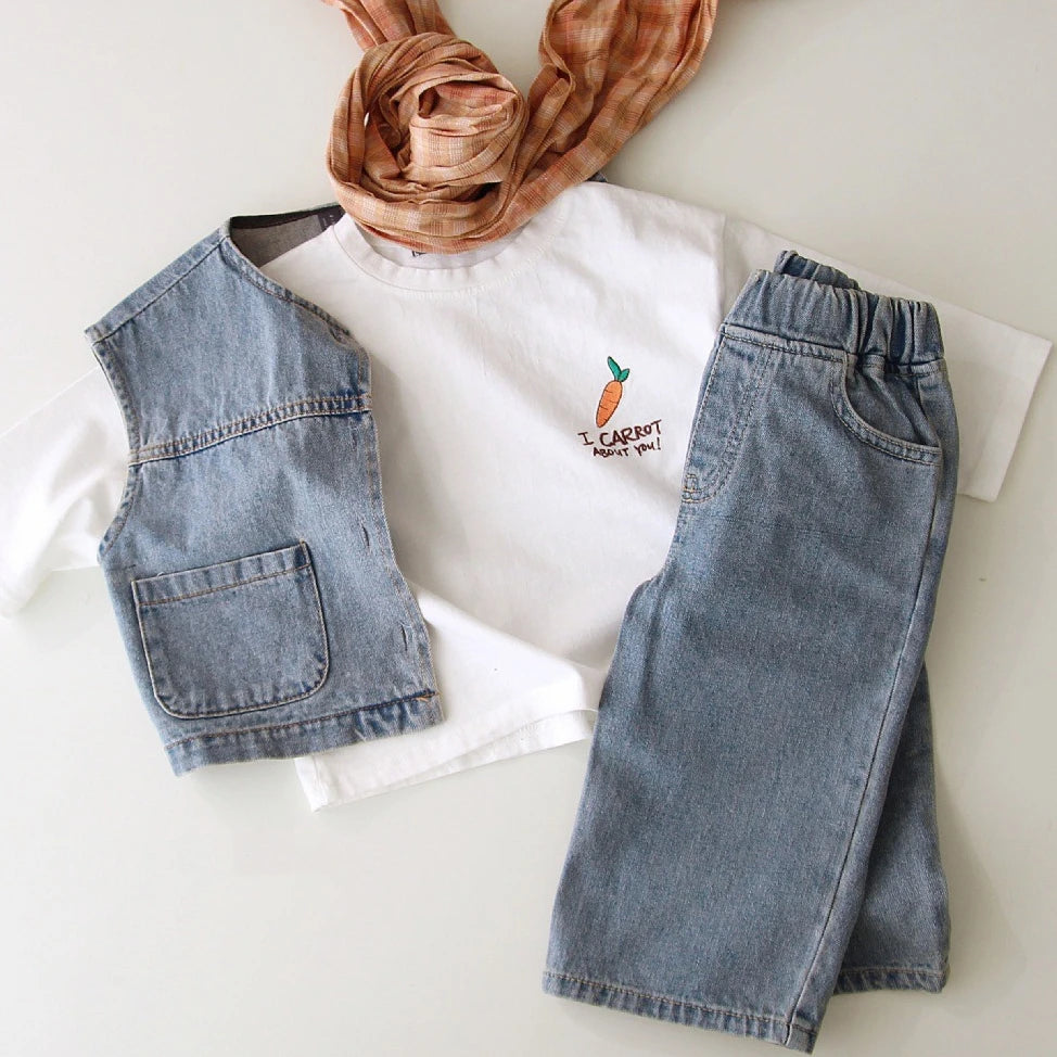 Fashion Baby Girl Spring Wide Leg Jeans Pant Cotton Infant Toddler Child Loose Denim Straight Trousers