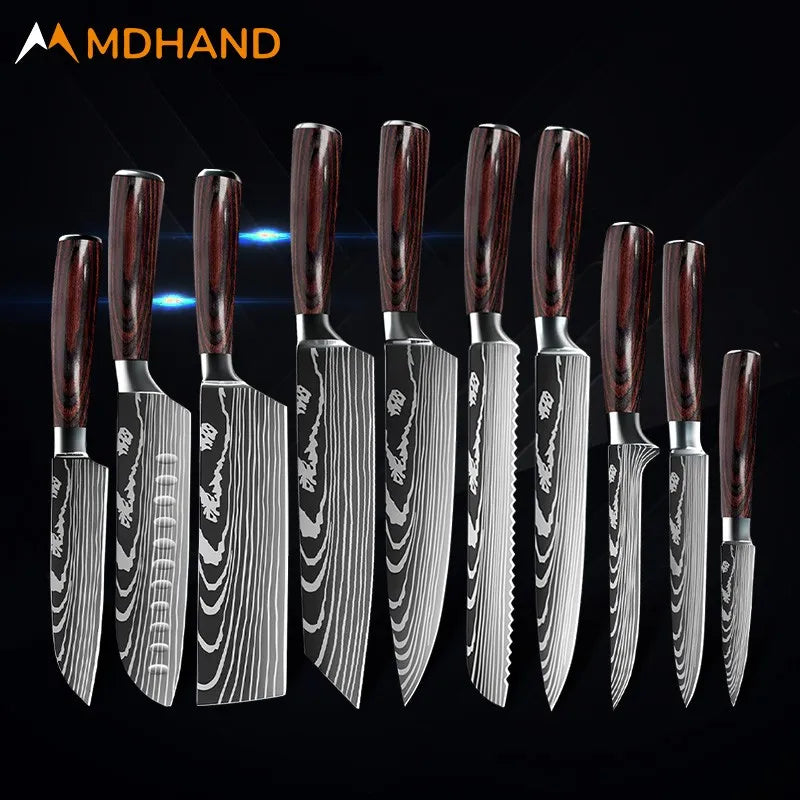 Kitchen Knife Set High Carbon Stainless Steel Cleaver Slicing Utility Knives Tool