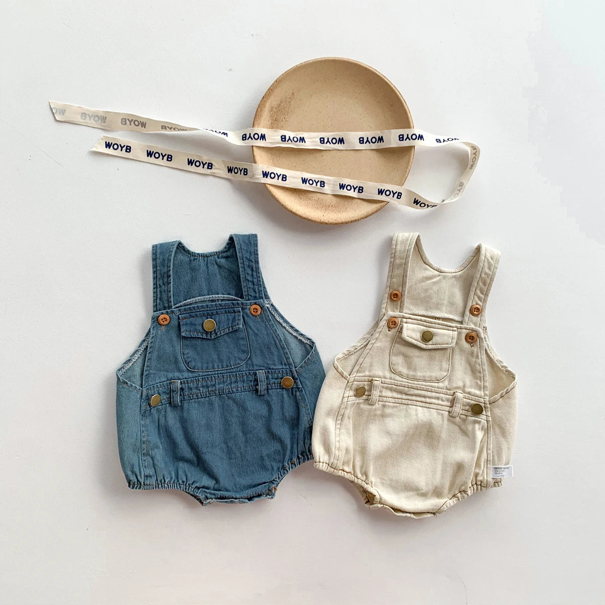 Baby Clothes Denim Sling Romper Infant Newborn One-piece 0-3 Years Old Complimentary Hat