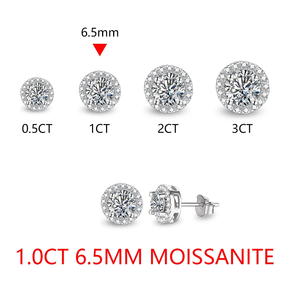 Round Cut 3.0CT Diamond Test Passed Moissanite Rhodium Plated 925 Silver D Color Moissanite Earrings Jewelry Girlfriend Gift