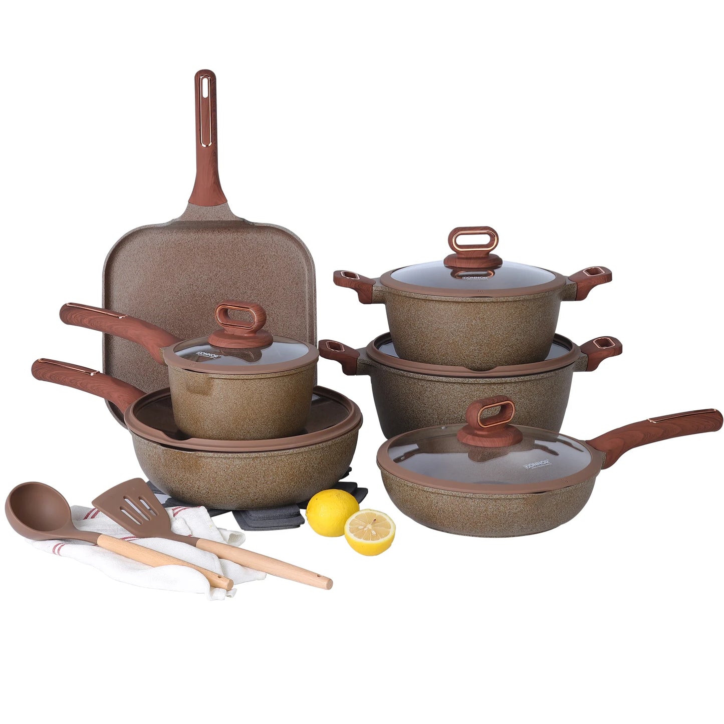 DONNOR Ceramic Cookware Set Nonstick Induction Pots And Pans Kitchen Cooking Set with Frying Pan - Modern Kitchen Essential