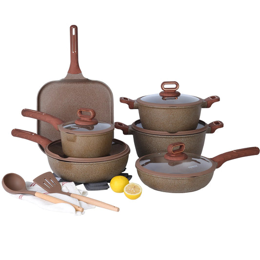 DONNOR Ceramic Cookware Set Nonstick Induction Pots And Pans Kitchen Cooking Set with Frying Pan - Modern Kitchen Essential