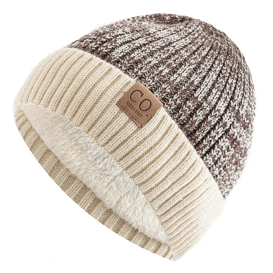 Unisex Two-Tone Winter Hats Men And Women Fashion Warm Beanie Cap Casual Knitted Hats