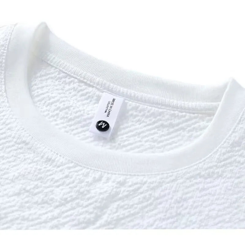 Summer Tee, Textured Seersucker Breathable, Slim Fit Short Sleeve T. Shirt for Men