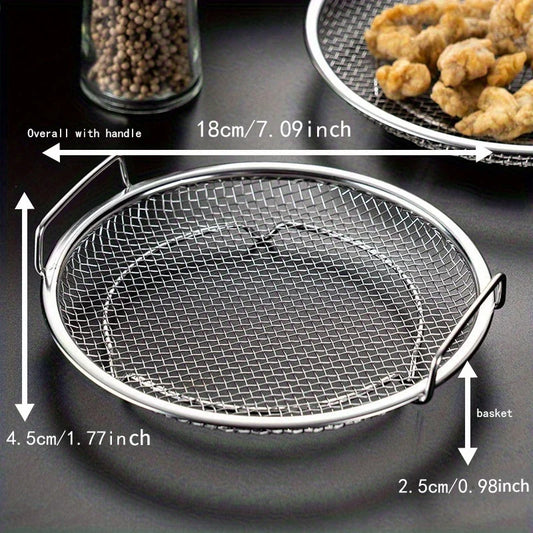 Stainless Steel Filter Tray, Reusable Round Mesh Basket, Frying Grilling, Kitchen Strainer, Fruit Filter