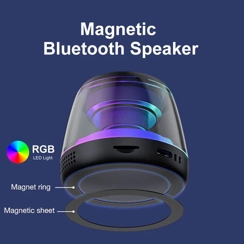 Magnetic Bluetooth speaker RGB mini portable magnetic phone holder ring wireless sound box Bluetooth speaker tower