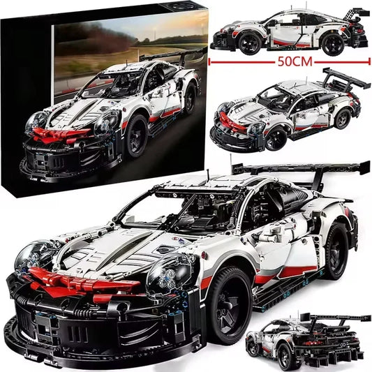 1580Pcs Technical Racing Building Blocks Electric Remote Control LED Lights Model 911Rsr Car MOC Bricks Toys