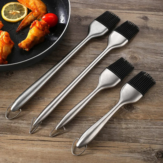 Silicone Basting Brush BBQ Grill Oil Sauce Brush Stainless Steel Butter Bread Brush BBQ Kitchen Accessories