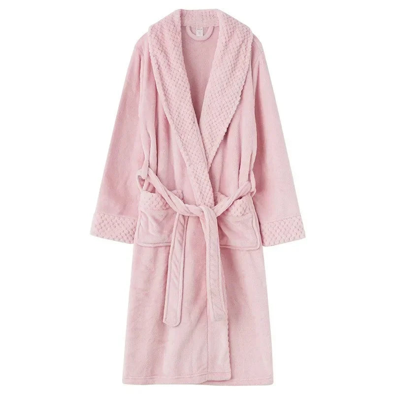 Autumn and Winter Warm Long Coral Velvet Thick Couple Bath Bathrobes Men Women Pajamas Shower Robe Bath Towels For Adults