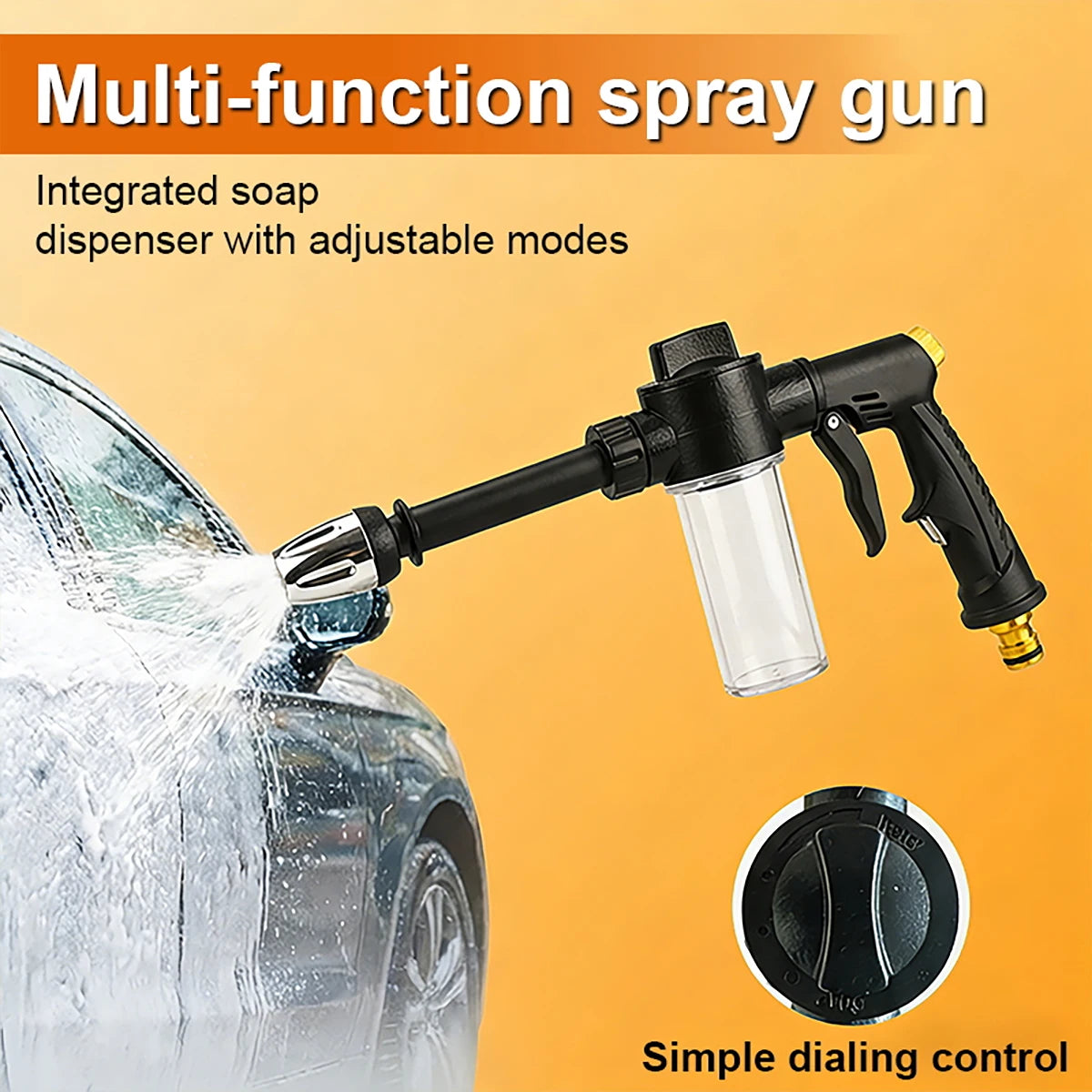 High pressure car washing spray gun with foam bottle for pets, motorcycles, and gardens